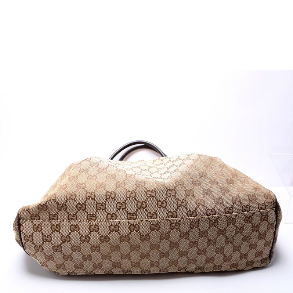 Gucci 211943 Sukey GG Canvas Large Brown Bag