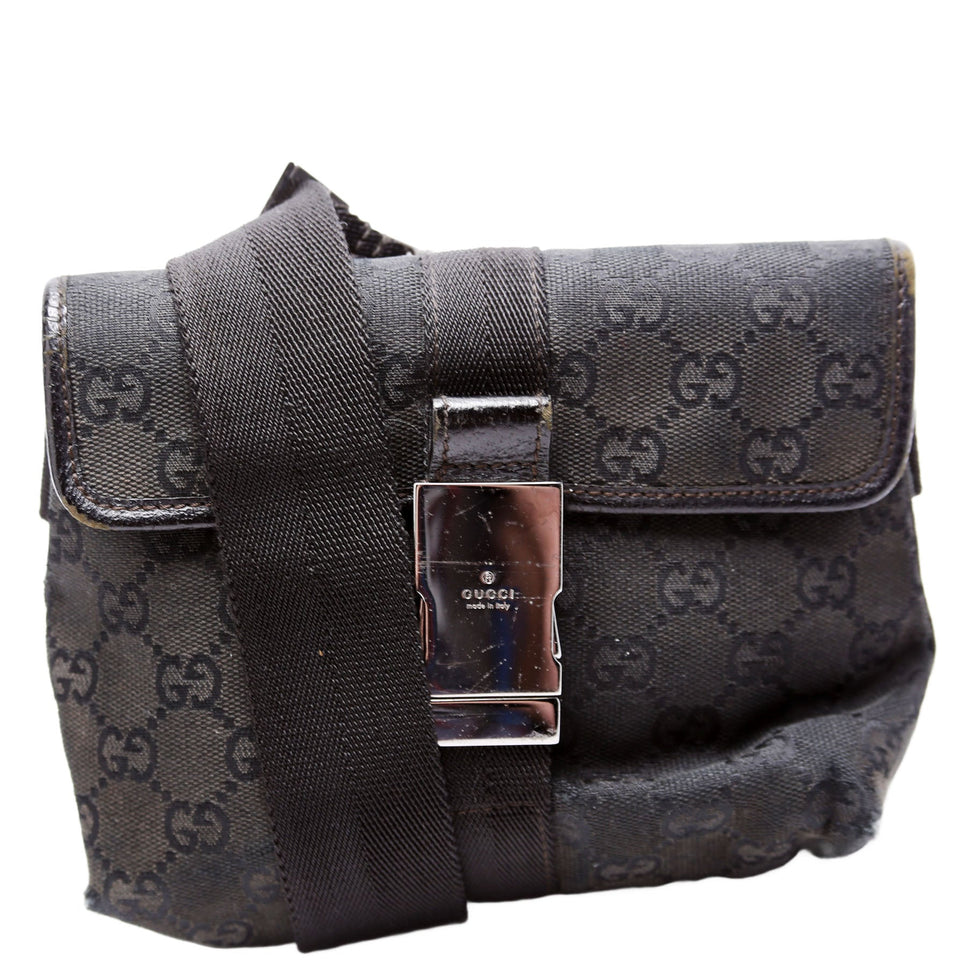 Gucci 449174 GG Canvas Belt Black Bag