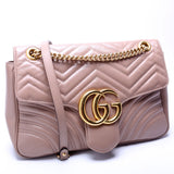Gucci 443496 Marmont Leather Shoulder Medium Nude Bag