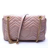 Gucci 443496 Marmont Leather Shoulder Medium Nude Bag