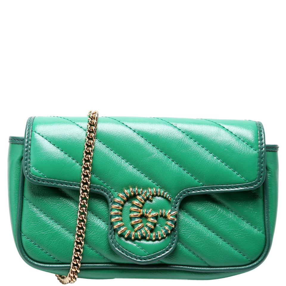 Gucci 574969 Super Mini Flap Torchon Green Bag