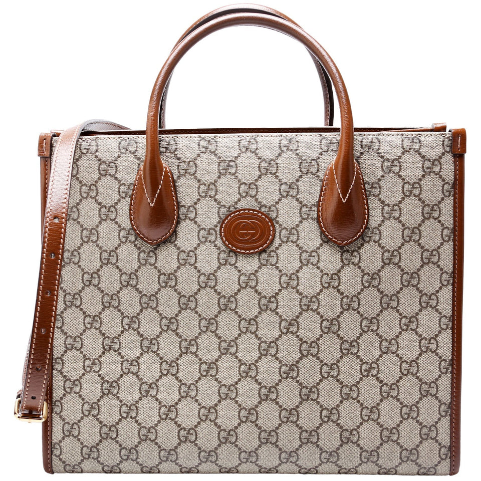 Gucci 659983 GG Canvas Interlocking GG Small Tote Brown Bag