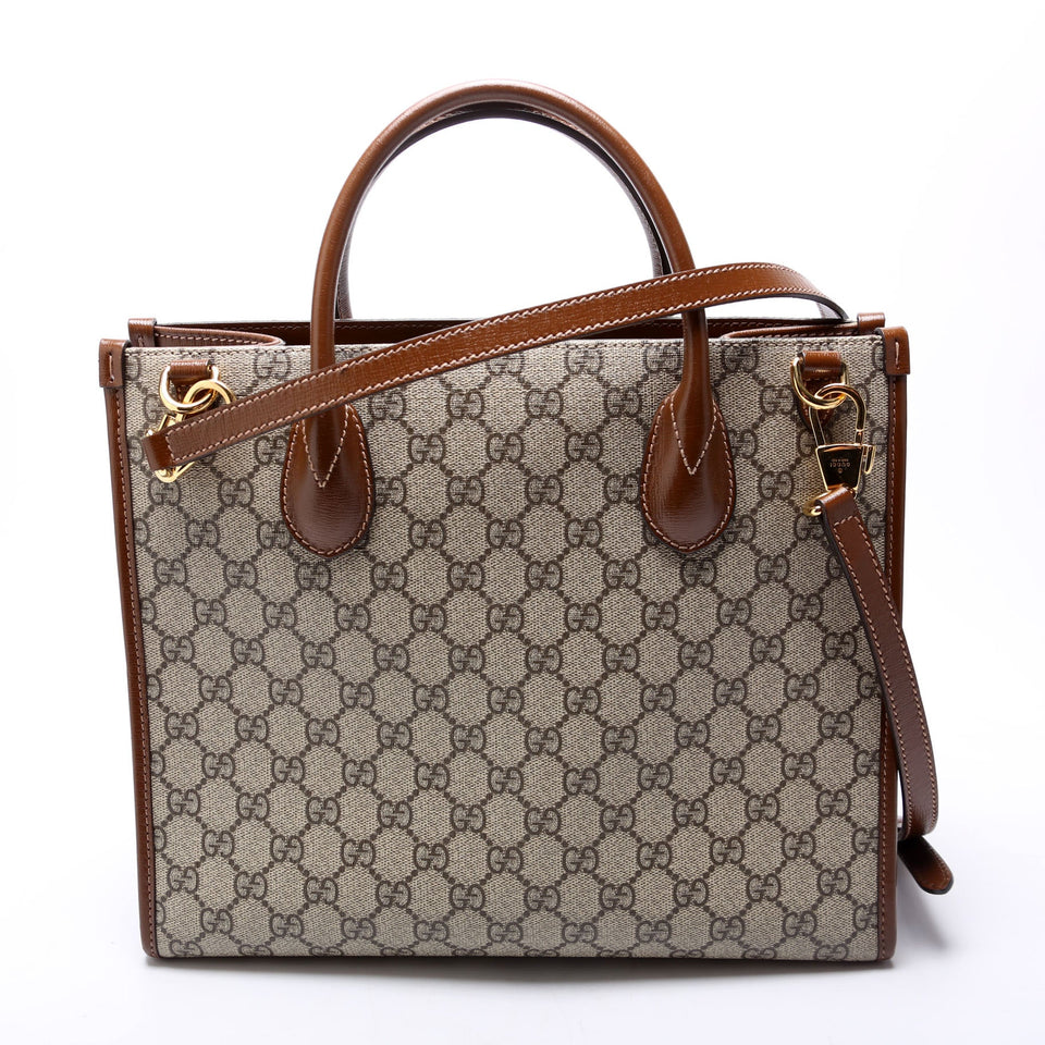 Gucci 659983 GG Canvas Interlocking GG Small Tote Brown Bag
