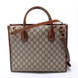 Gucci 659983 GG Canvas Interlocking GG Small Tote Brown Bag