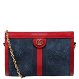 Gucci 503877 Ophidia Suede Shoulder Small Navy/Red Bag