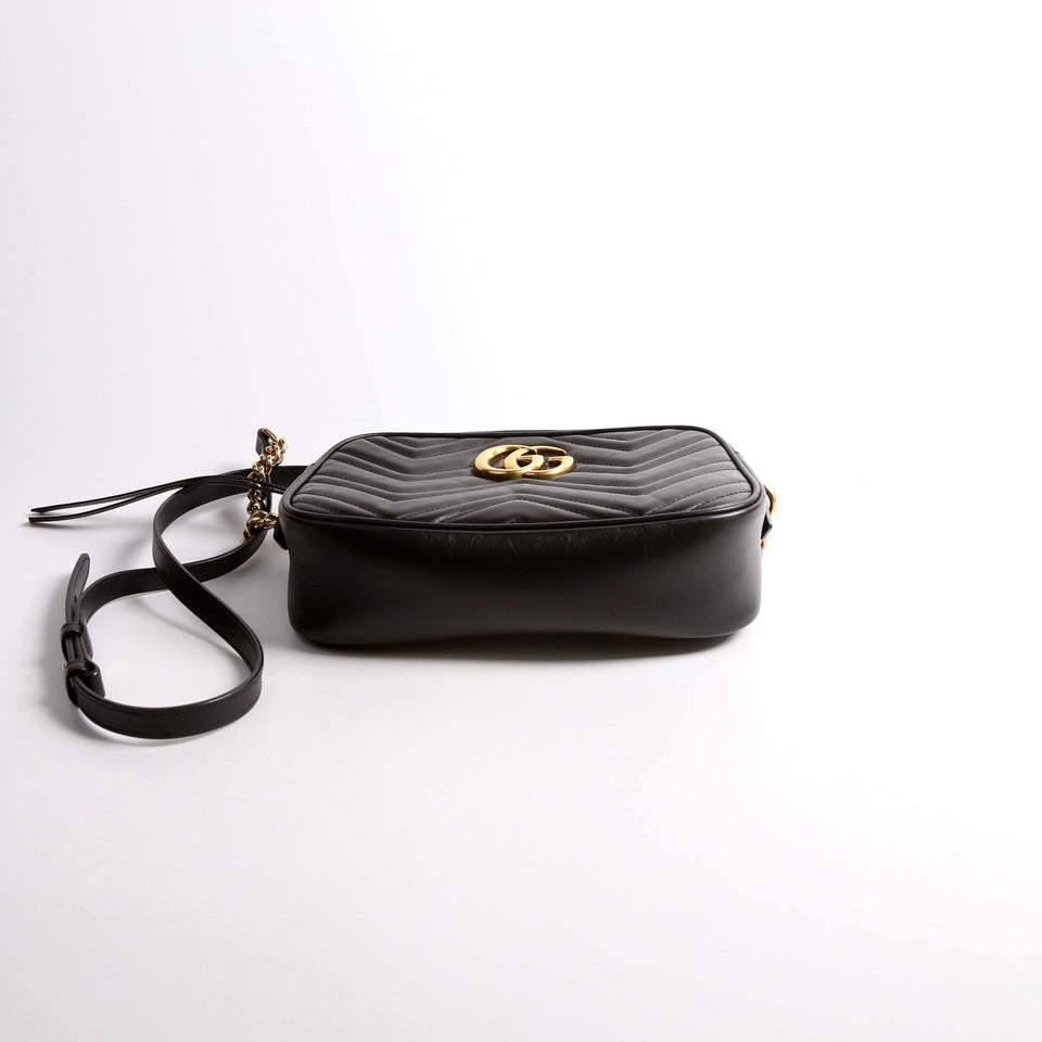 Gucci 447632 Marmont Small Leather Camera Black Bag