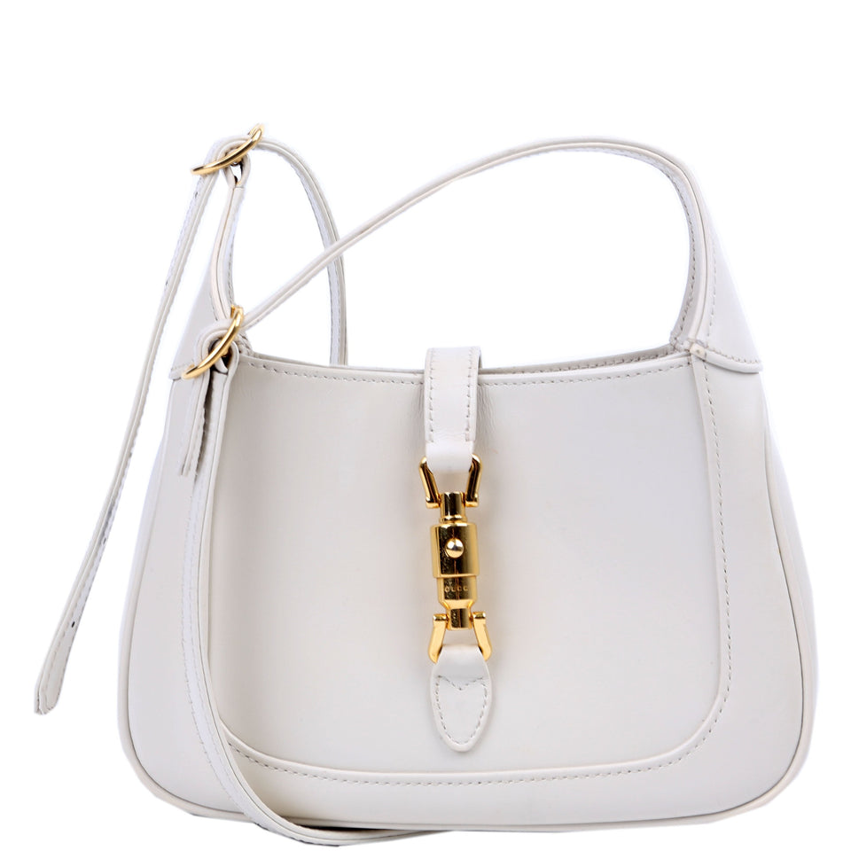 Gucci 637091 Jackie 1961 Mini Hobo Leather White Bag