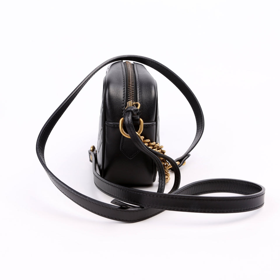 Gucci 448065 Marmont Mini Camera Black Bag