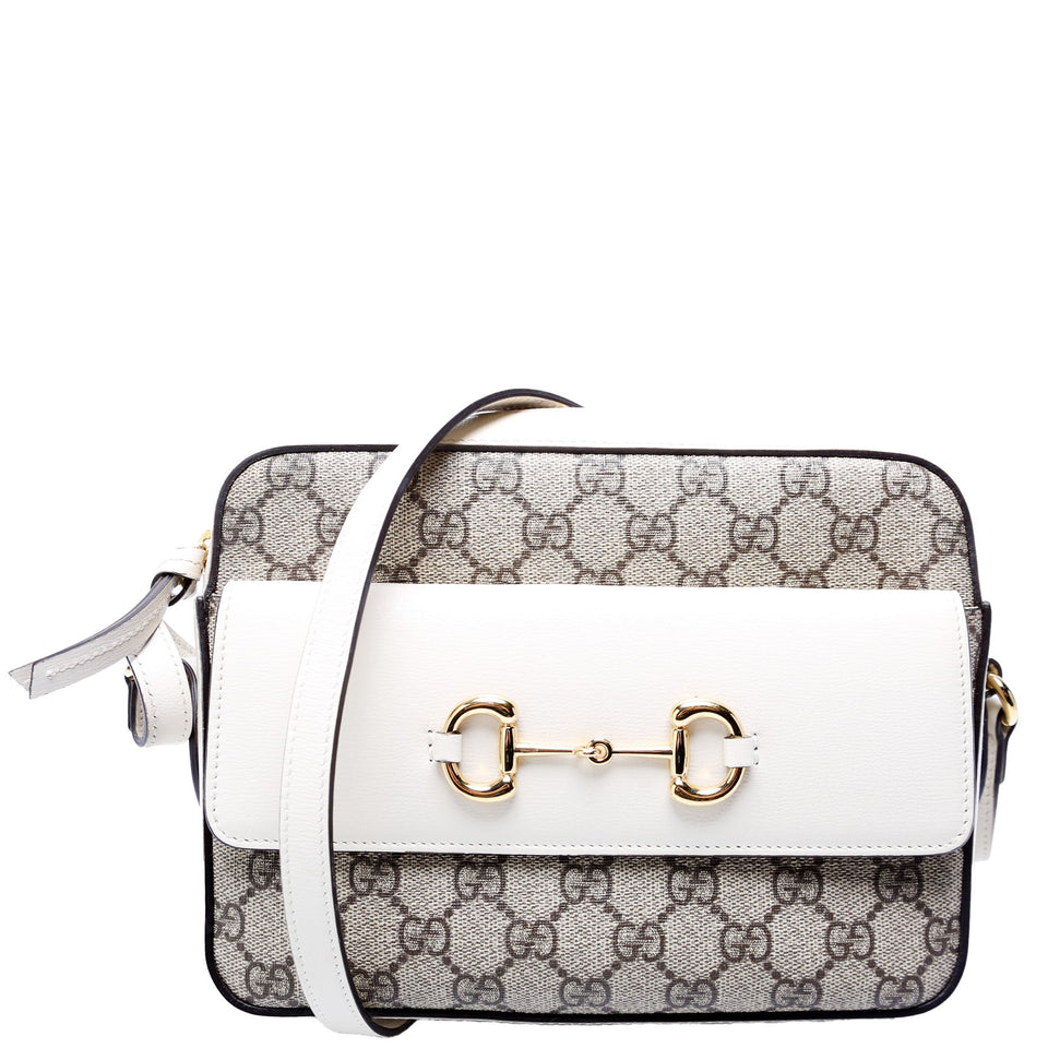 Gucci 645454 Horsebit 1955 Small White Bag