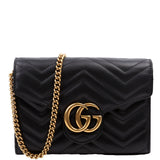 Gucci 474575 Marmont Chain Wallet Black Bag