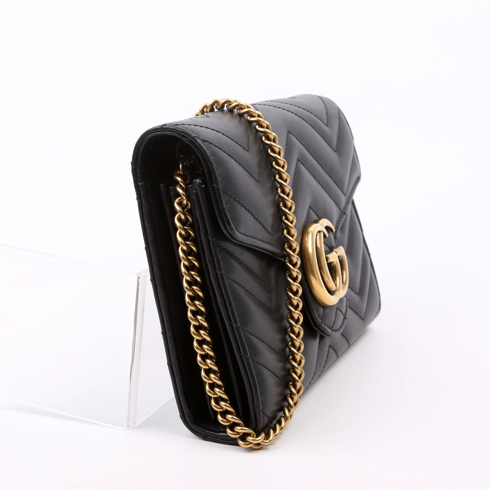 Gucci 474575 Marmont Chain Wallet Black Bag