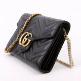 Gucci 474575 Marmont Chain Wallet Black Bag