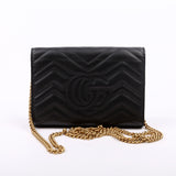 Gucci 474575 Marmont Chain Wallet Black Bag