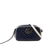 Gucci 447632 Marmont Small Leather Camera Blue/White Bag