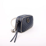 Gucci 447632 Marmont Small Leather Camera Blue/White Bag