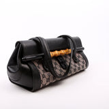 Gucci 111713 GG Canvas Bamboo Bullet Medium Black Bag