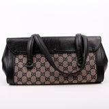 Gucci 111713 GG Canvas Bamboo Bullet Medium Black Bag