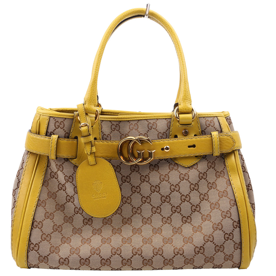 Gucci 247183 GG canvas Running Tote Medium Yellow Bag