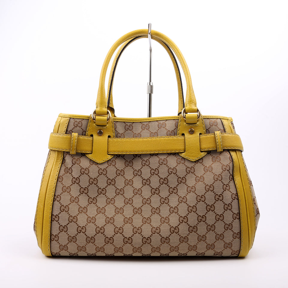 Gucci 247183 GG canvas Running Tote Medium Yellow Bag
