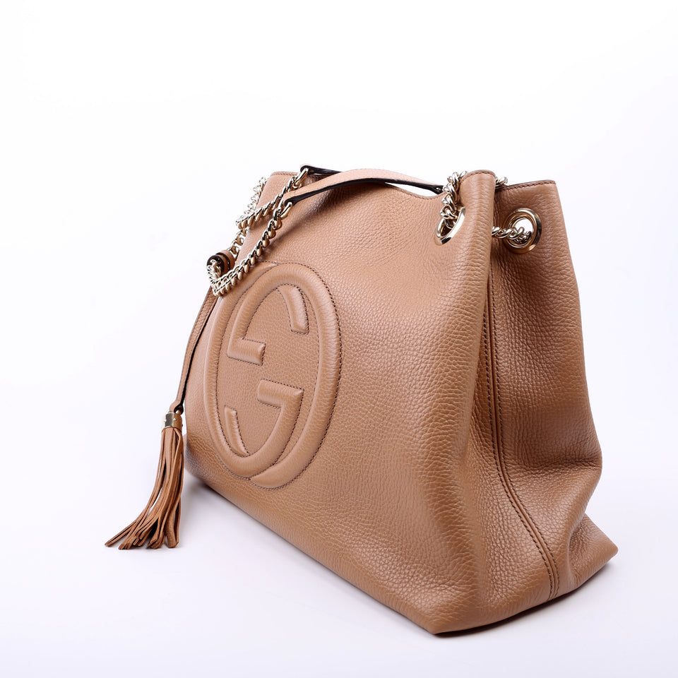 Gucci 536196 Soho Chain Tote Newer Beige Bag