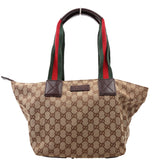 Gucci 131230 GG Canvas Web Bucket Tote Bag