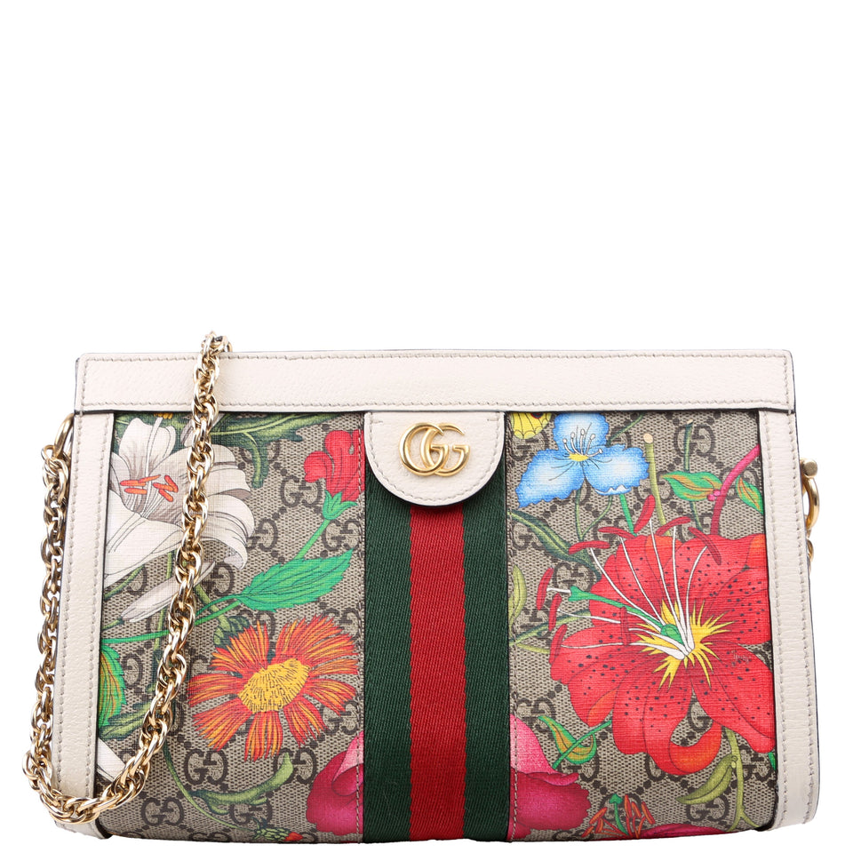 Gucci 503877 GG Supreme Flora Ophidia Small Chain Bag