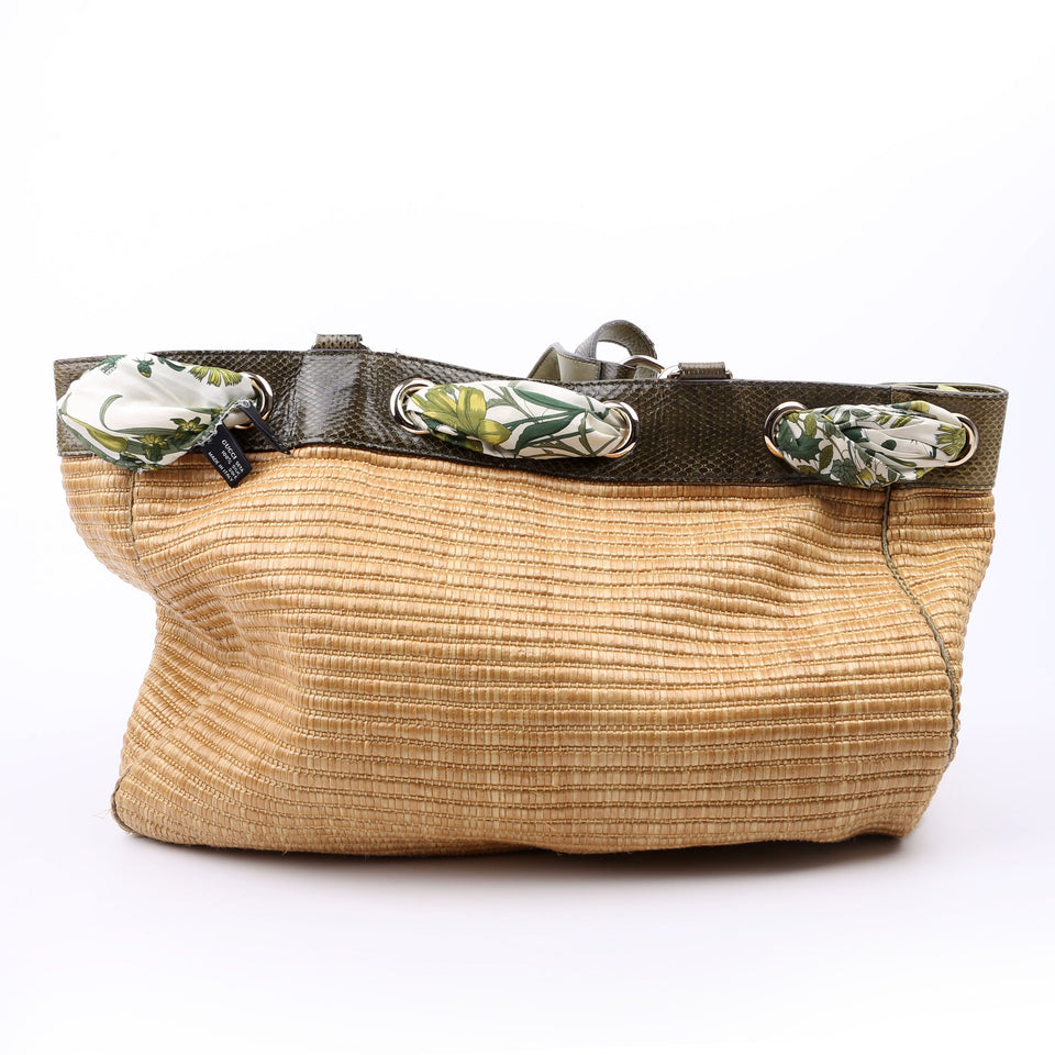 Gucci 153033 Straw Positano Tote Green Bag