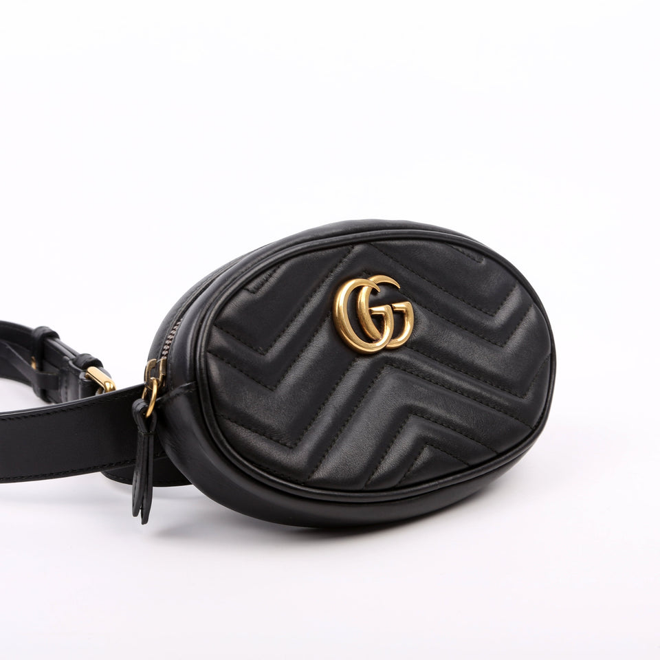 Gucci 476434 Marmont Belt Black Size 75 Bag
