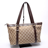 Gucci 141470 GG Canvas Abbey Tote Beige/Brown Bag
