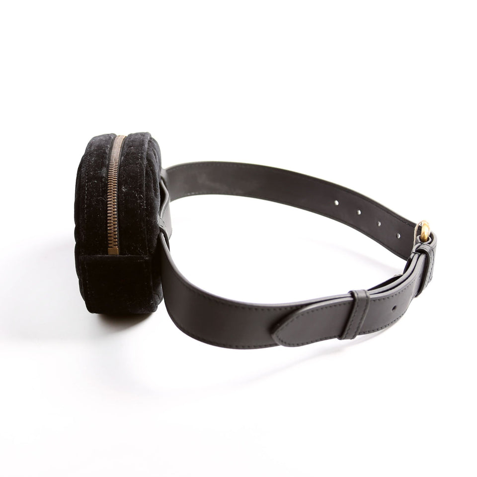 Gucci 476434 Marmont Velvet Belt Black Bag