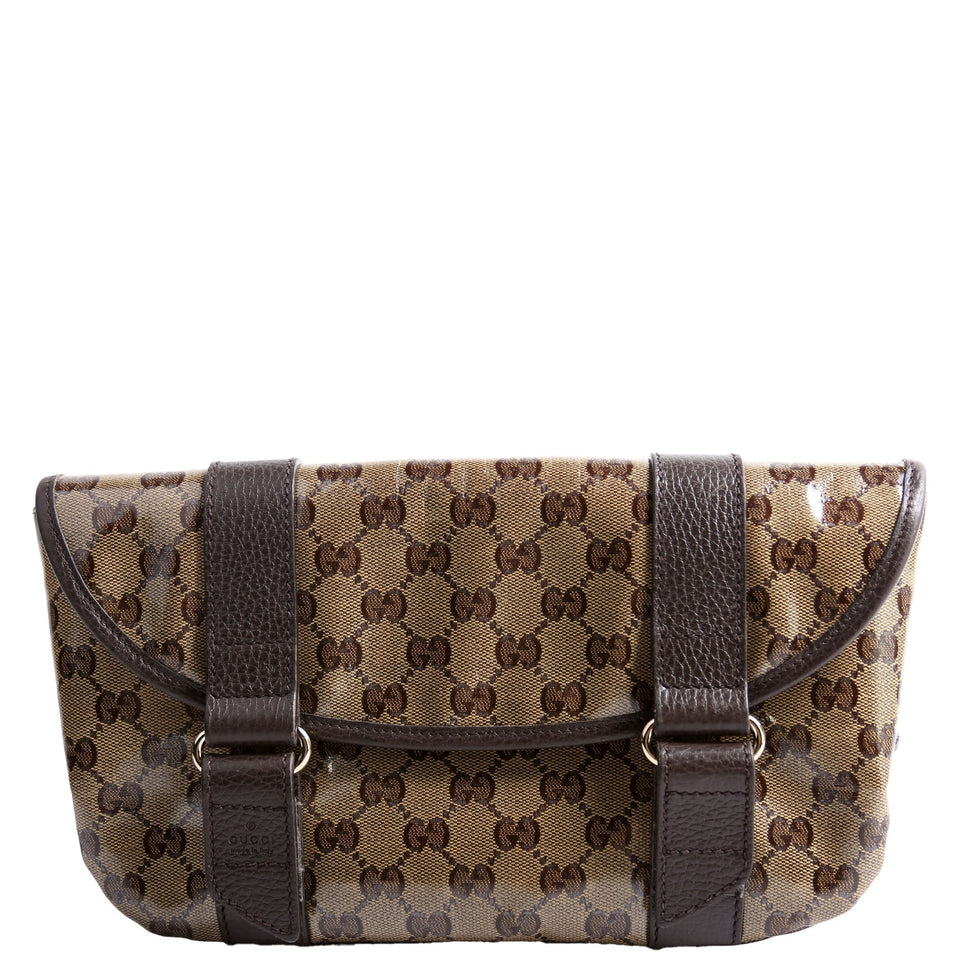 Gucci 374617 GG Crystal Waist Belt Brown Bag
