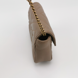 Gucci Marmont Super Mini Flap Leather Bag Beige Leather