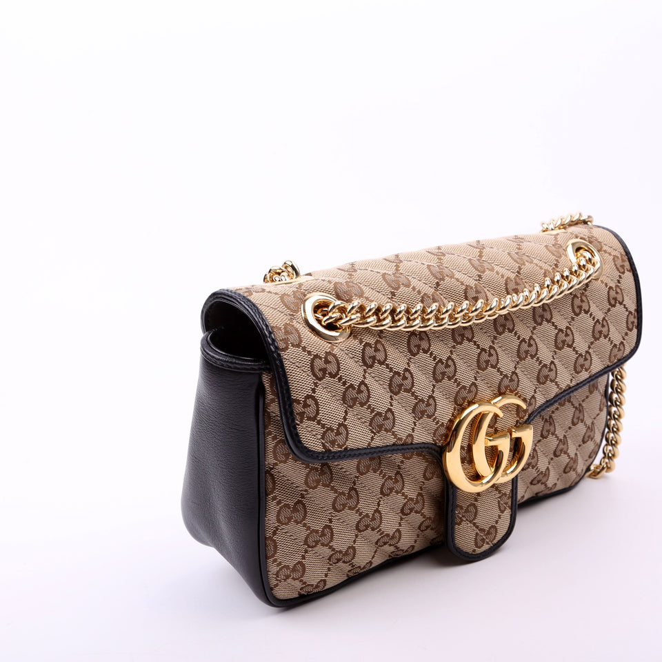 Gucci 443497 Marmont GG Canvas Shoulder Small Flap Bag