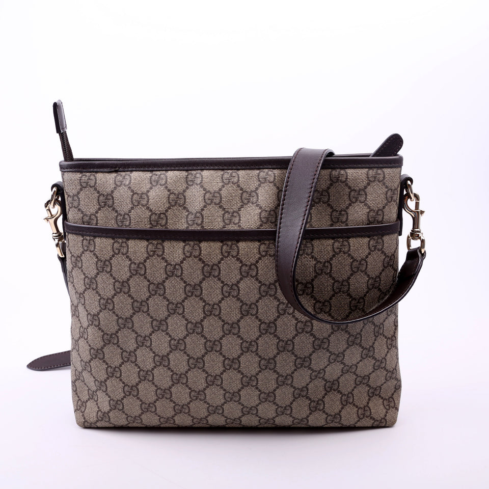 Gucci 388924 GG Supreme Crossbody Brown Bag