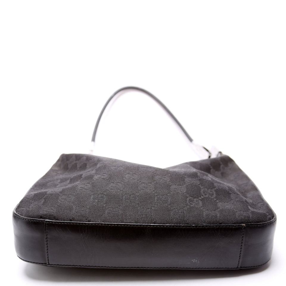 Gucci 01233 GG Canvas Small Clasp Hobo Black Bag