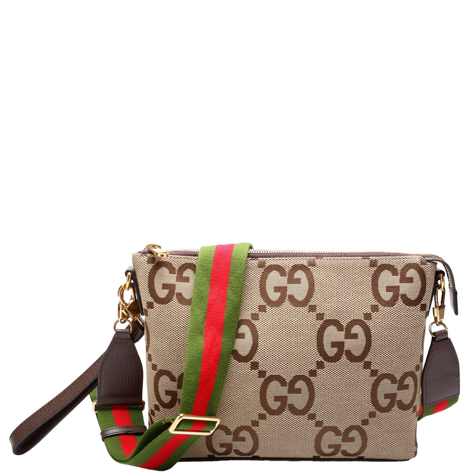 Gucci 699130 Jumbo GG Messenger Brown, Red, Green and Gold Bag