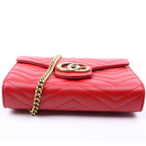 Gucci 474575 Marmont Chain Wallet Red Bag