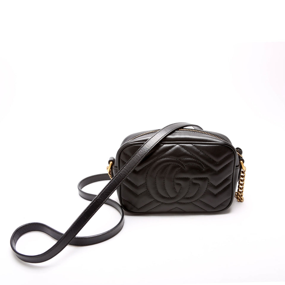 Gucci 448065 Marmont Mini Camera Black Bag