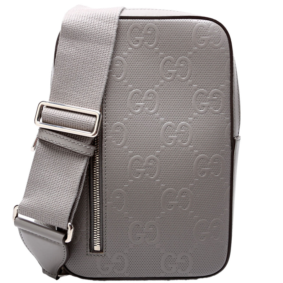 Gucci 700431 GG Embossed Sling Backpack Gray Bag