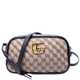 Gucci 447632 Marmont Small GG Canvas Camera Tan/Black Bag