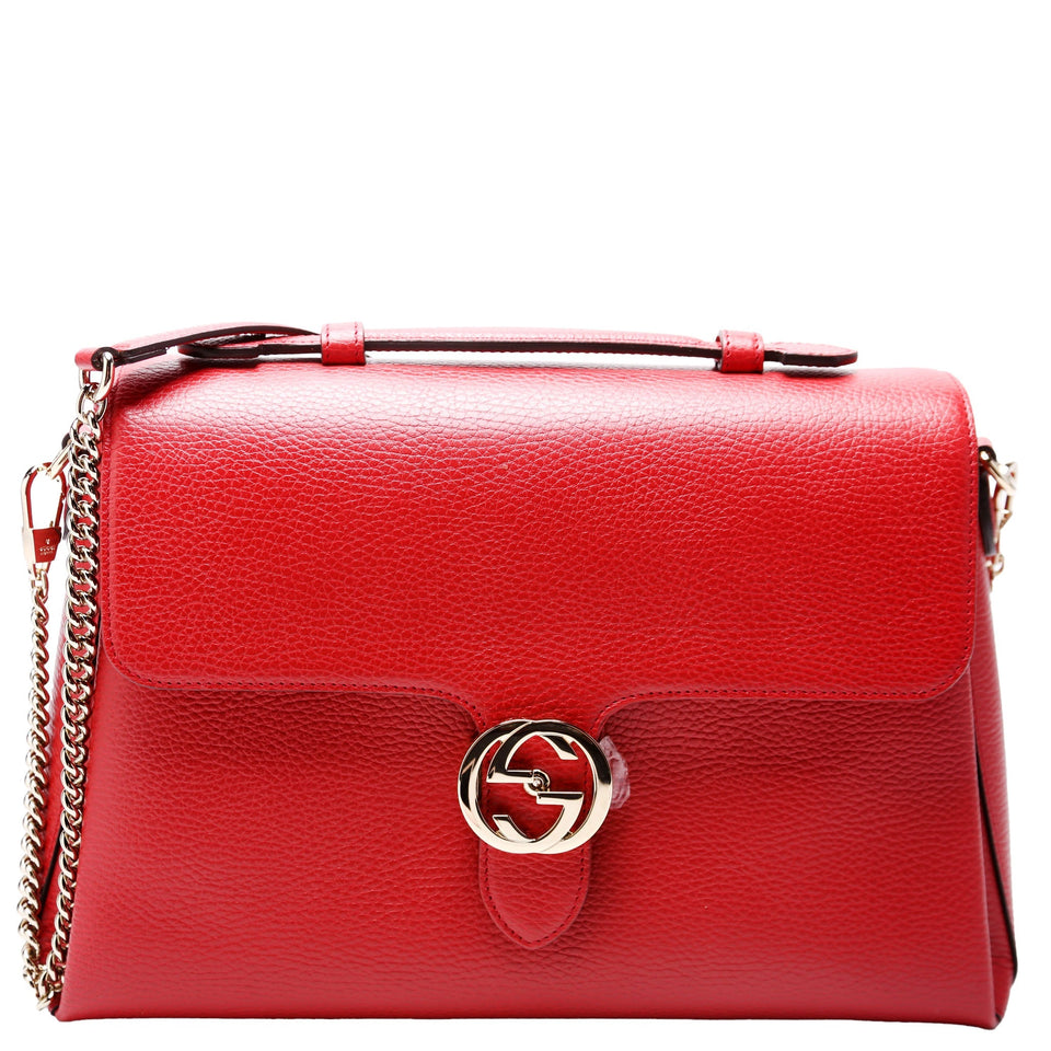 Gucci 510306 Large Interlocking GG Shoulder Red Bag