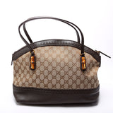 Gucci 339002 GG Bamboo Canvas Shoulder Bag