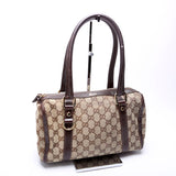 Gucci 130942 GG Canvas Small Abbey Boston Brown Bag
