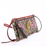 Gucci 454111 GG Supreme Blooms/Bengal Double Zip Shoulder Bag