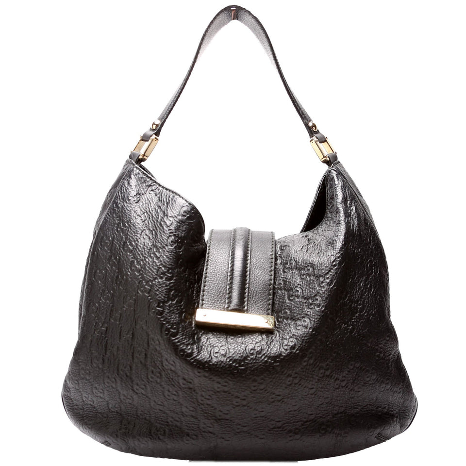 Gucci 233604 GG Leather Large Hobo Black Bag