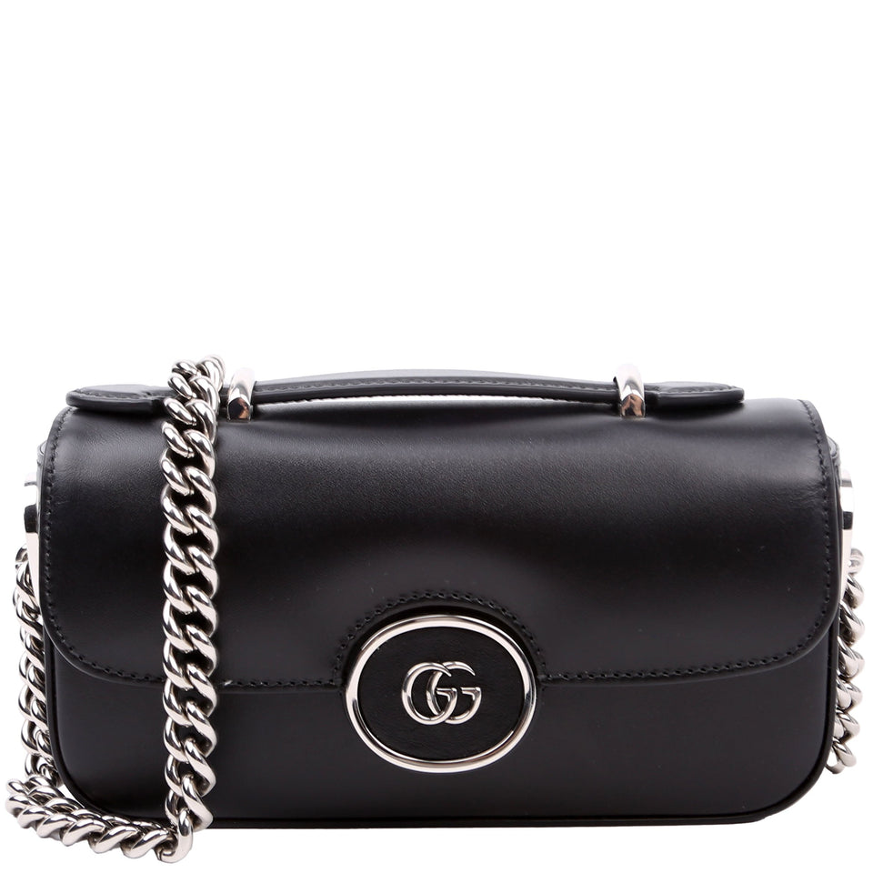 Gucci 760194 Petite GG Mini Calfskin Shoulder Black Bag