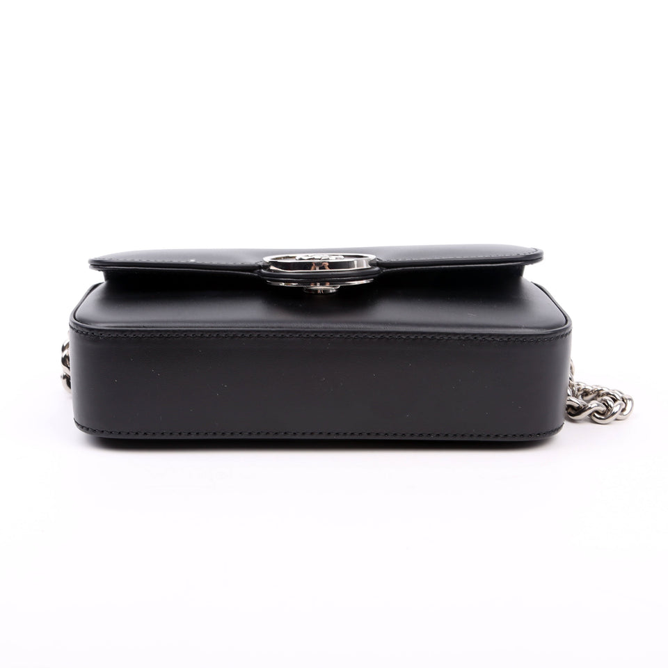 Gucci 760194 Petite GG Mini Calfskin Shoulder Black Bag
