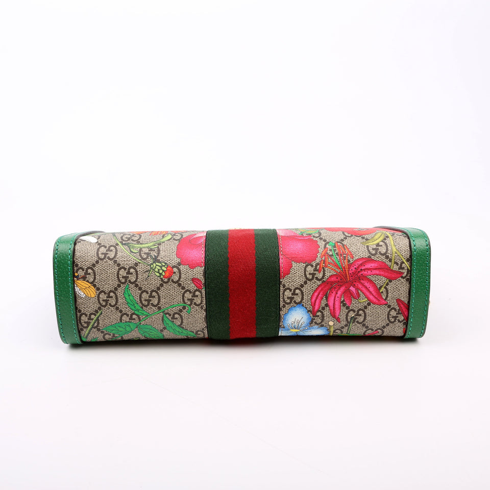Gucci 503877 GG Supreme Flora Ophidia Small Chain Green Bag
