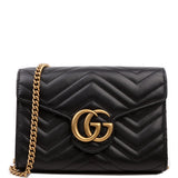 Gucci 474575 Marmont Chain Wallet Black Bag