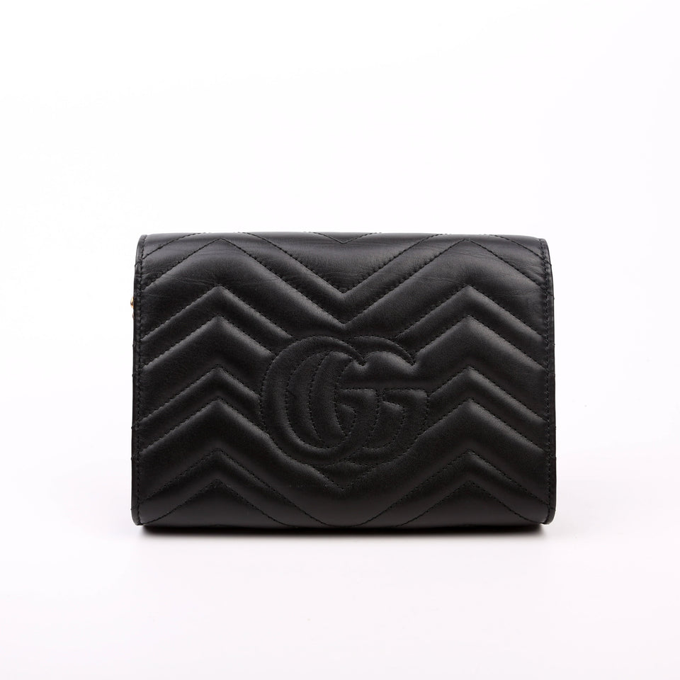 Gucci 474575 Marmont Chain Wallet Black Bag